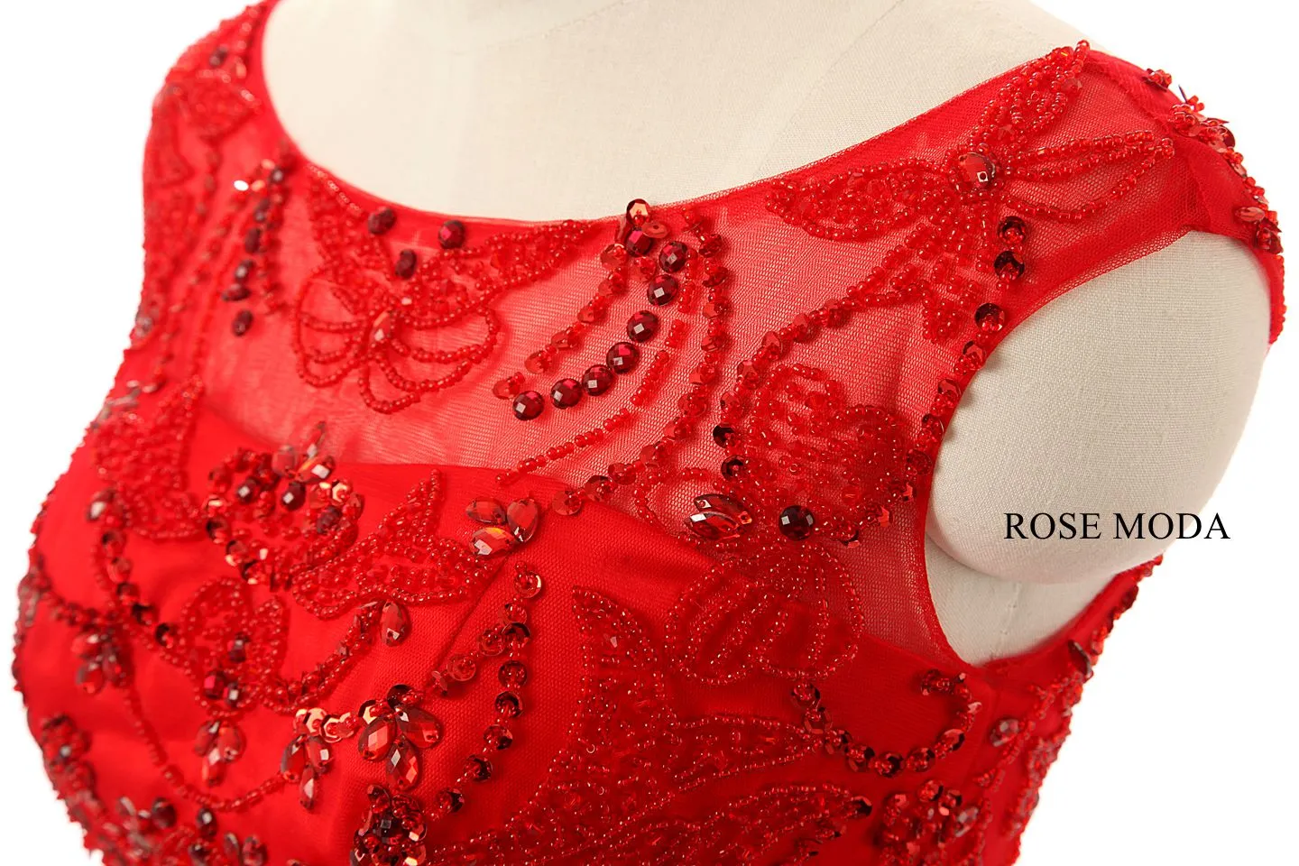 Rosemoda Red Beaded Cocktail Dress