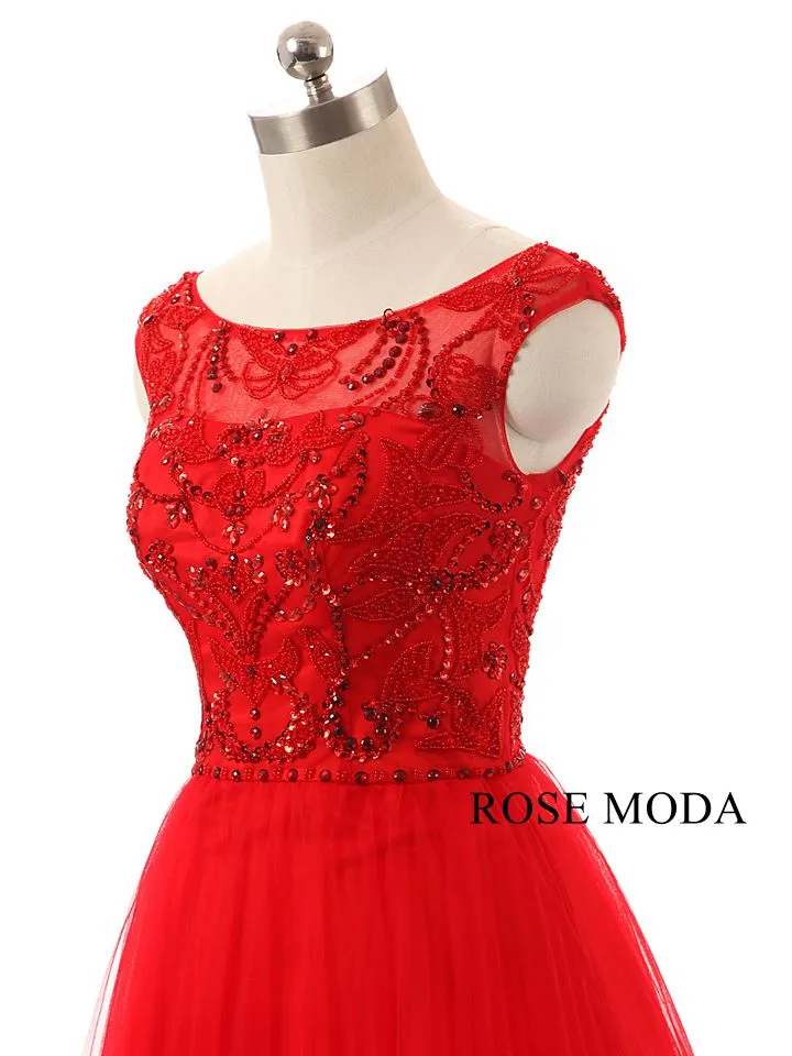 Rosemoda Red Beaded Cocktail Dress