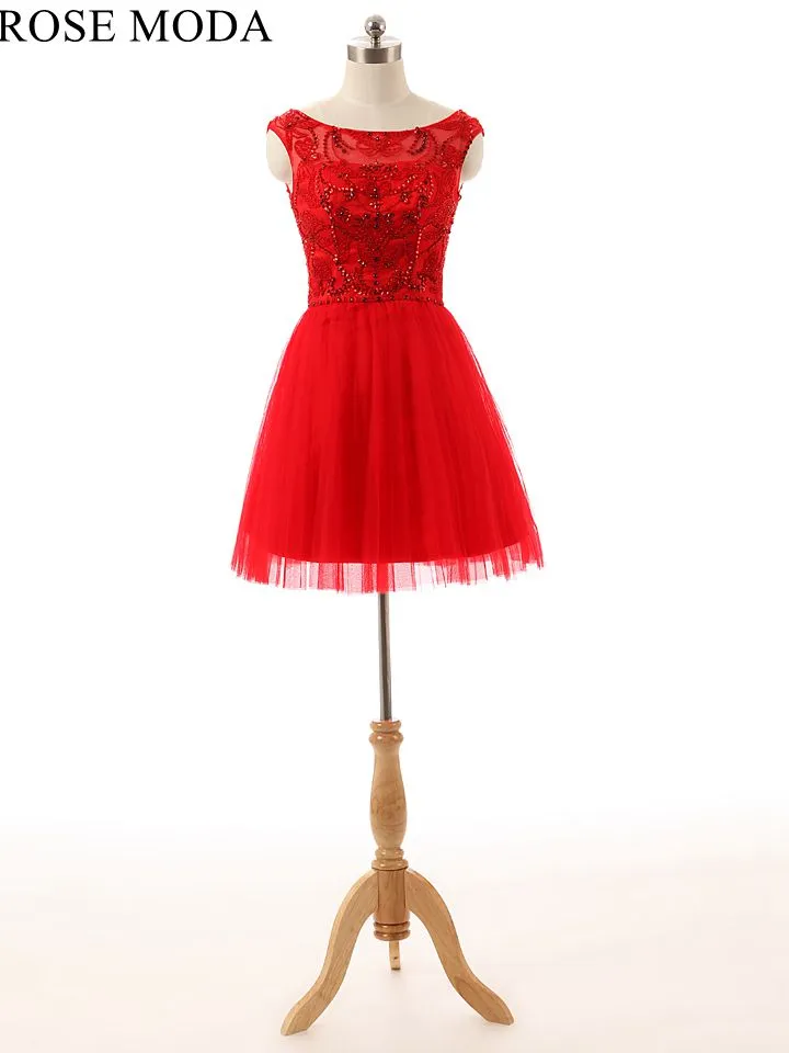 Rosemoda Red Beaded Cocktail Dress