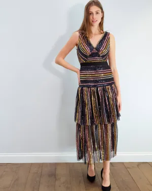 SP Stripe sequin midi dress