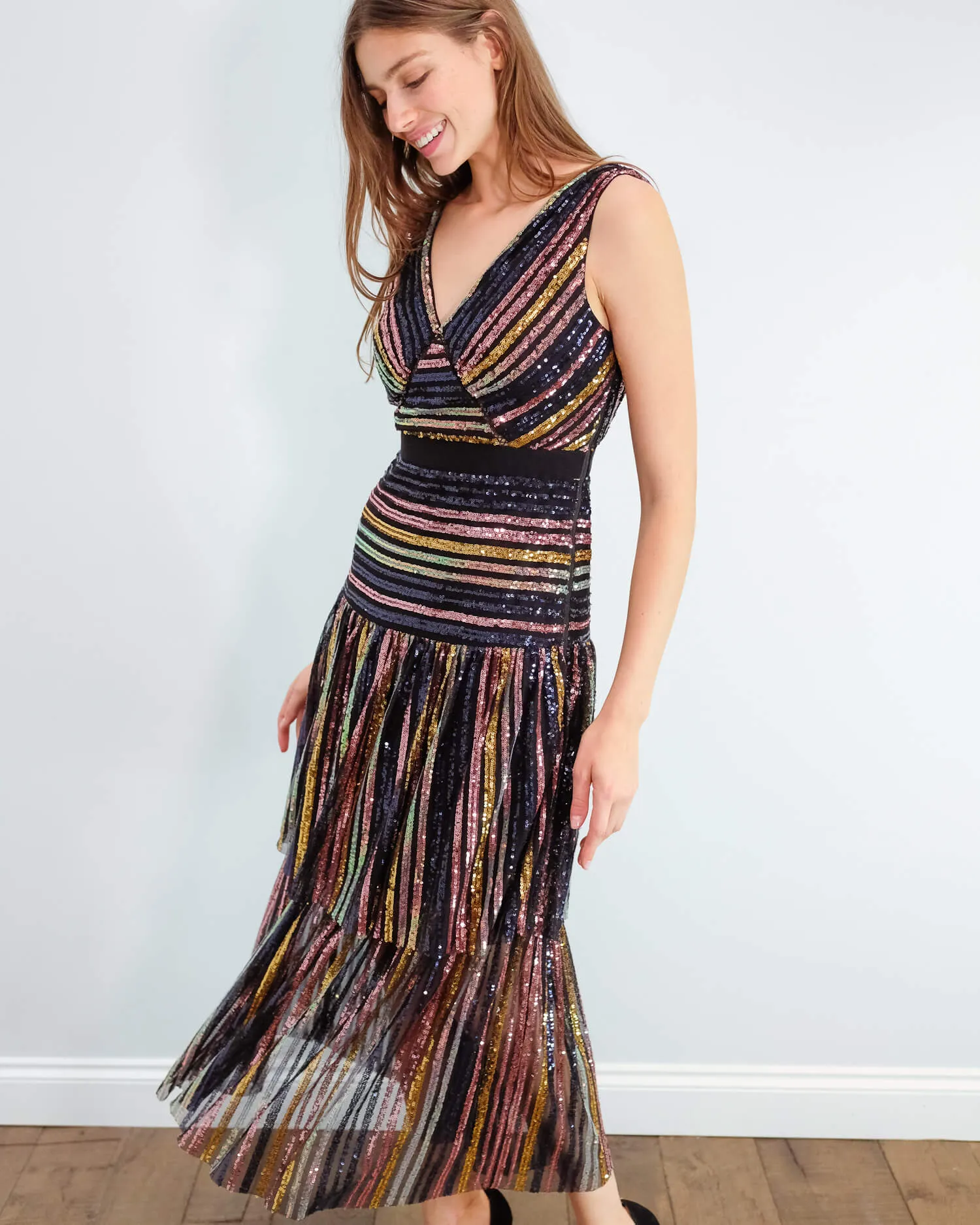 SP Stripe sequin midi dress
