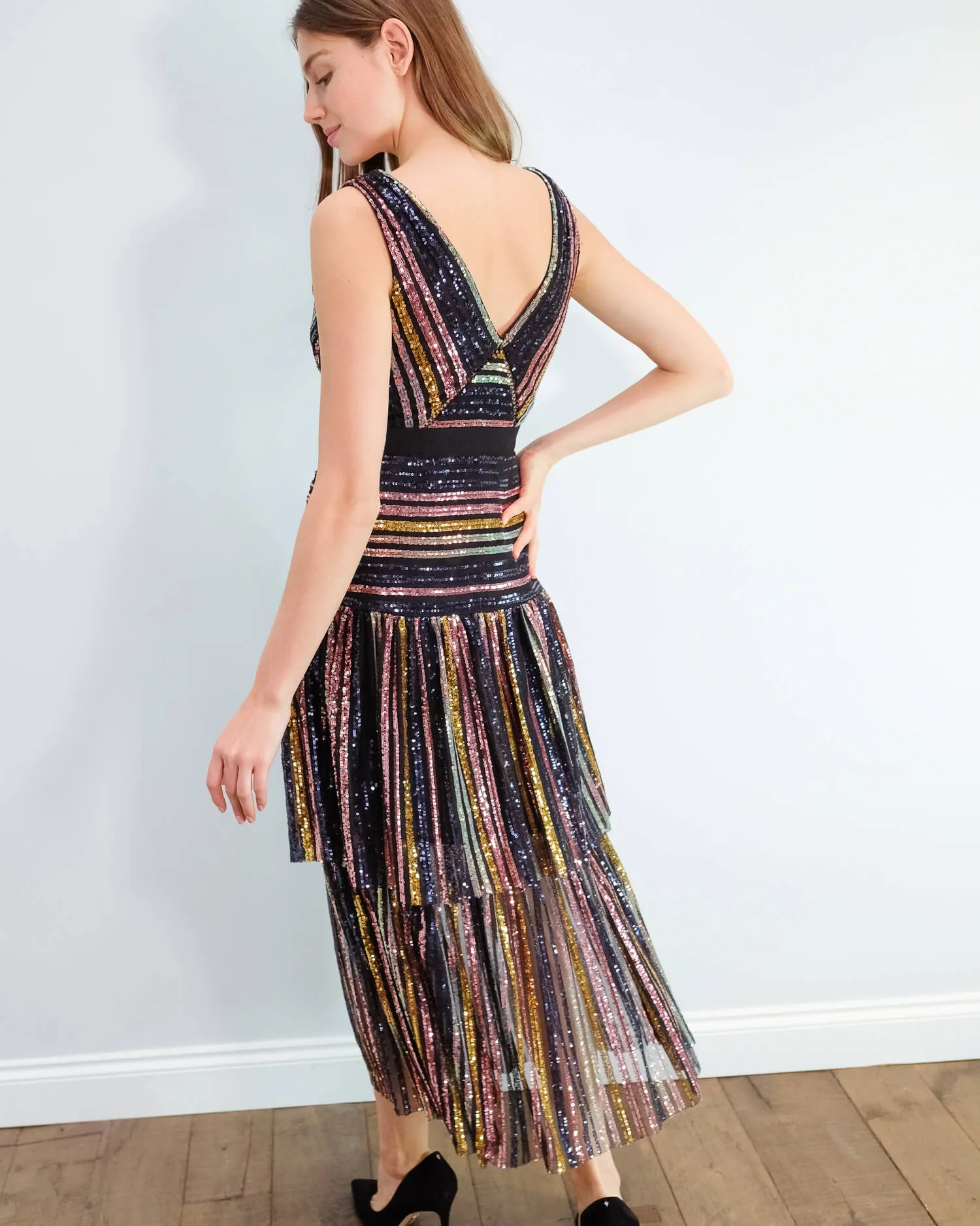 SP Stripe sequin midi dress