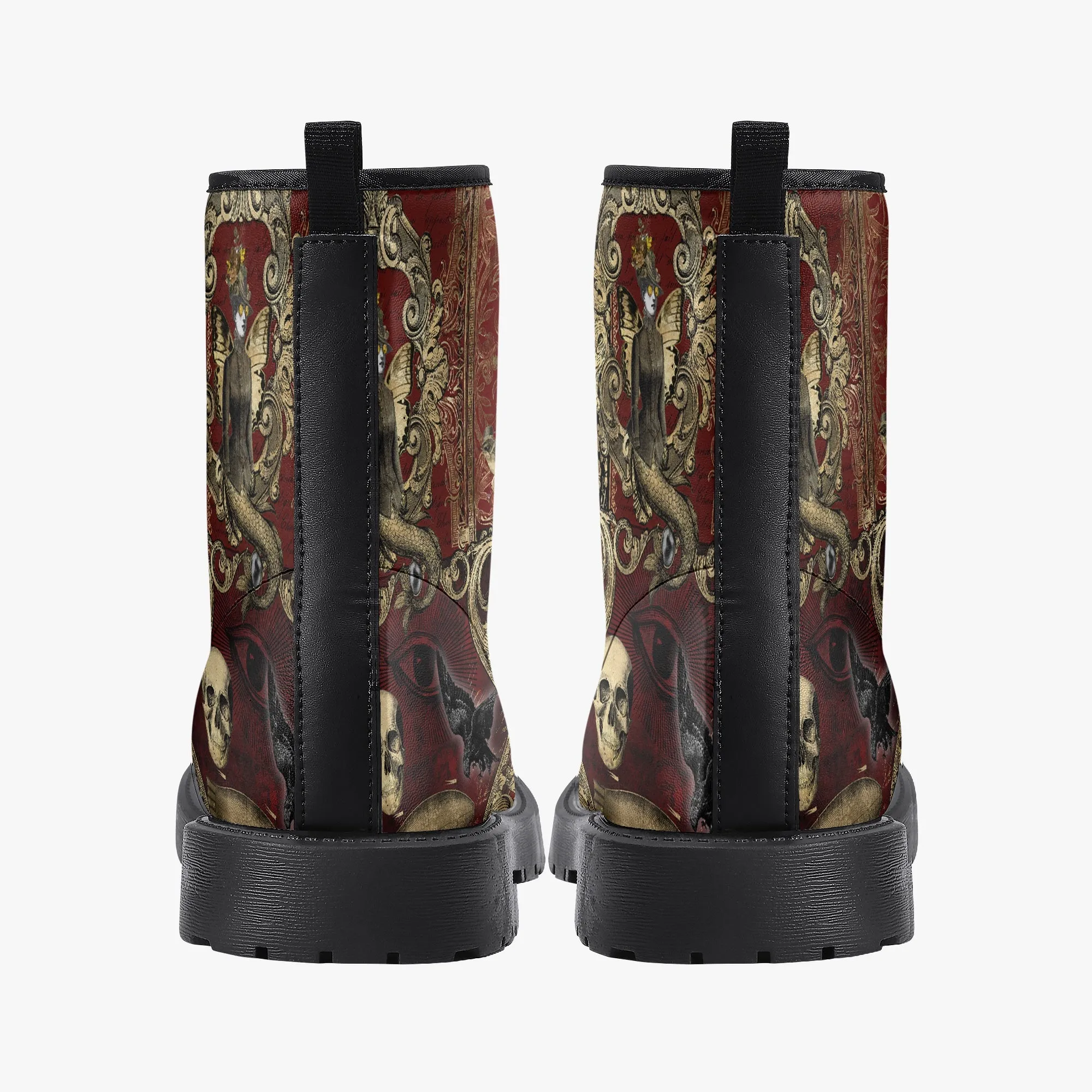 Steampunk Ephemera Blood Red Gothic Horror Combat Boots (JPREGSH1)