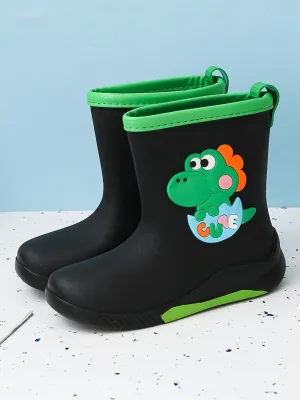 Waterproof Rain Boots with Adorable Green Dinosaur Design for Boys