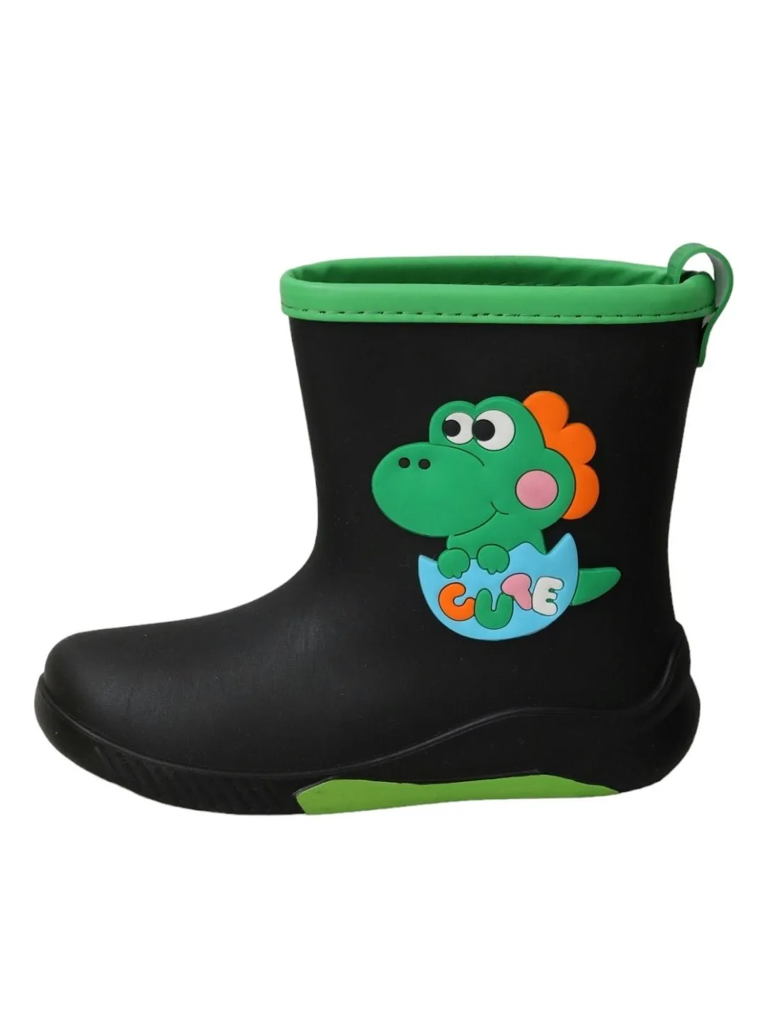 Waterproof Rain Boots with Adorable Green Dinosaur Design for Boys