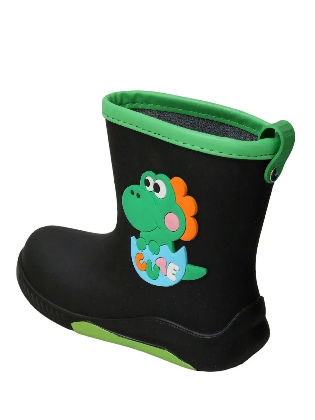 Waterproof Rain Boots with Adorable Green Dinosaur Design for Boys